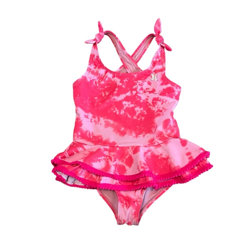 Hurley Pink One Piece Swimsuit with‎ Ruffled Skirt